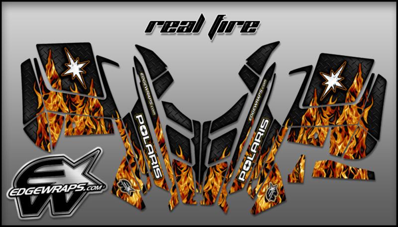 Polaris pro-rmk rush custom graphics kit -  real fire