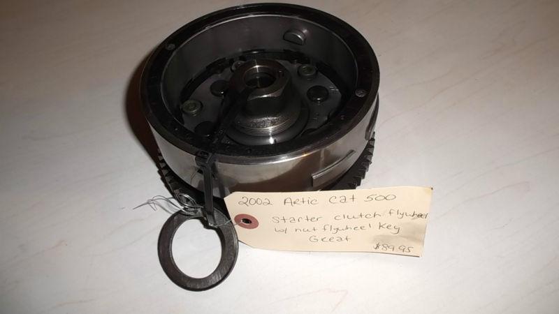 Artic cat 500 starter clutch flywheel w/ nut flywheel key great (w4)