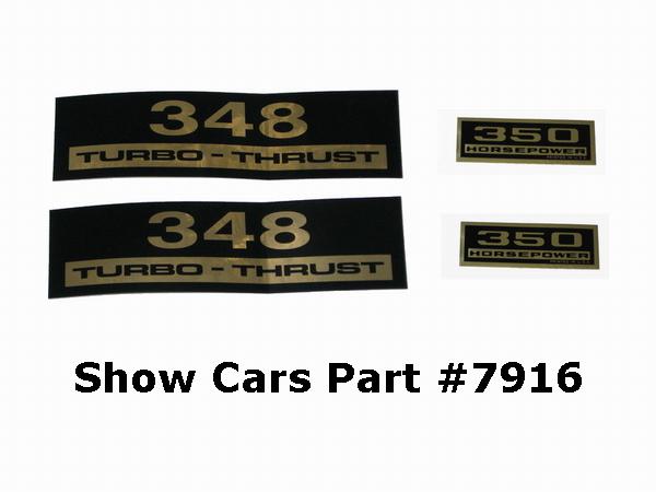Valve cover decals kit 61,60,59,58,chevy chevrolet impala belair 348 350hp