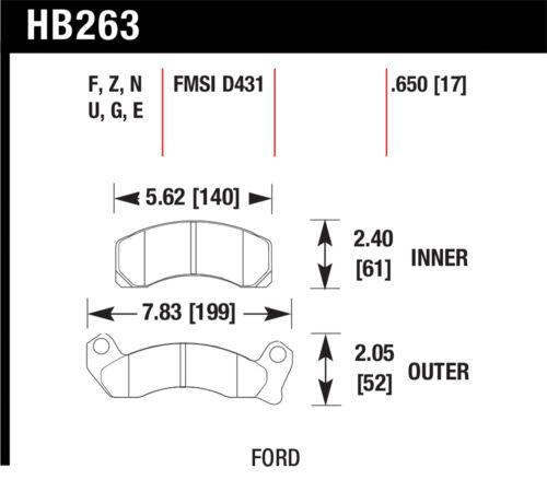 Hawk performance hb263f.650 disc brake pad 87-93 cougar mustang thunderbird