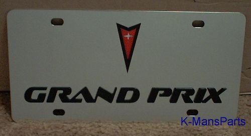 Pontiac emblem grand prix stainless steel vanity license plate tag