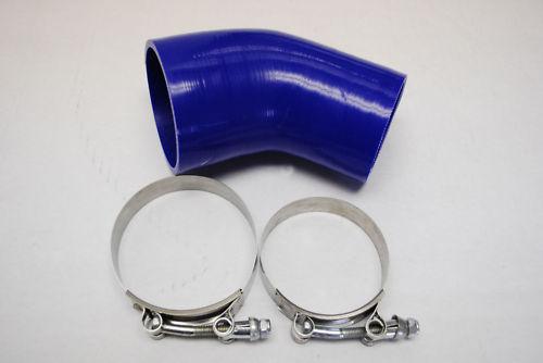 3 to 2 1/2 elbow silicone hose 45° 3"-2.5" reducer coupler blue+ 2 t bolt clamp 