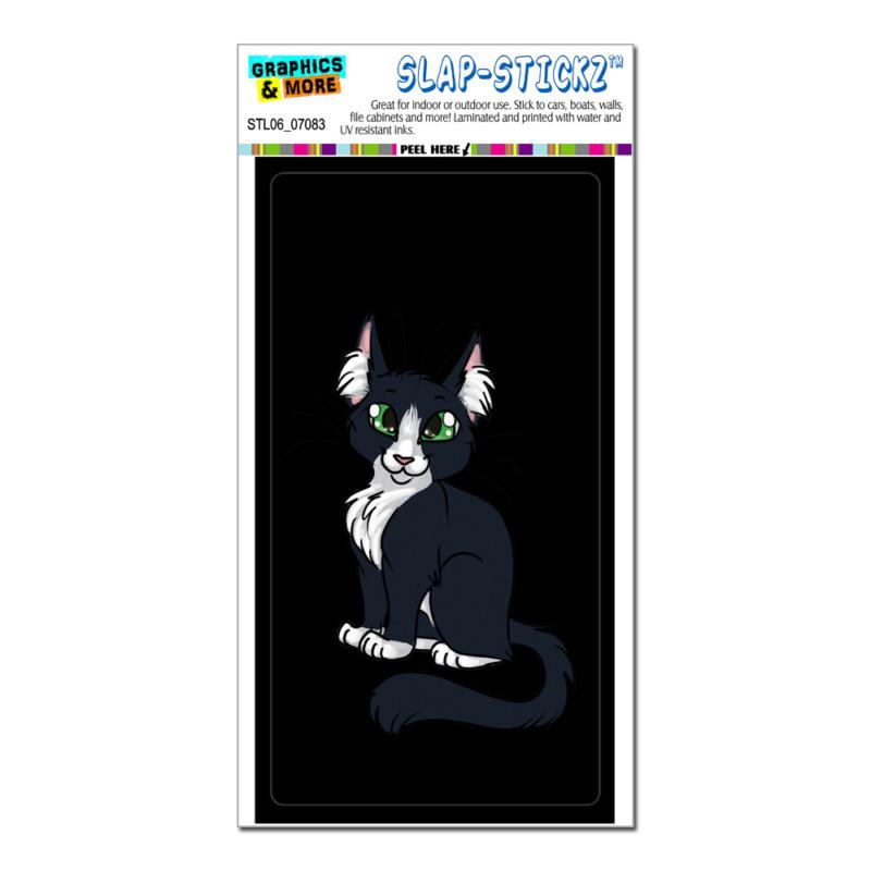 Black white cat on black - slap-stickz™ car window locker bumper sticker