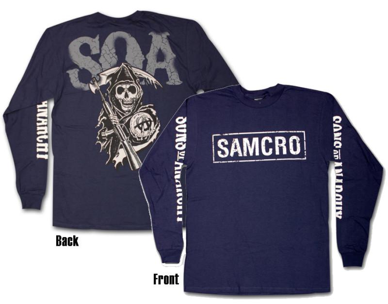 Sons of anarchy samcro cracked long sleave t-shirt  medium blue soa mc med md m
