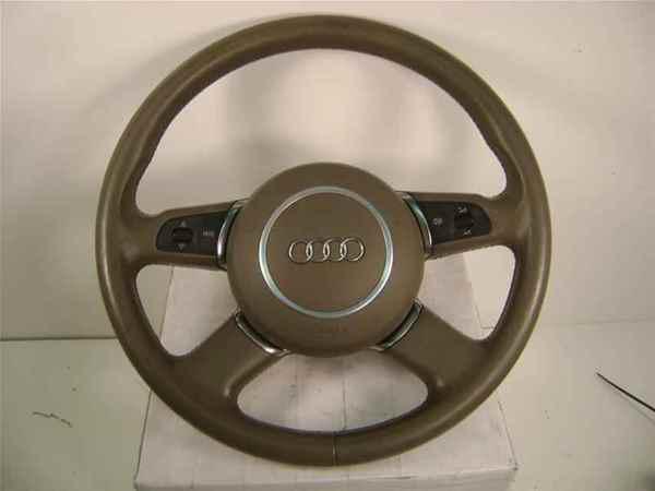 2004 audi a8 grey beige leather steering wheel w/ airbag & audio controls oem