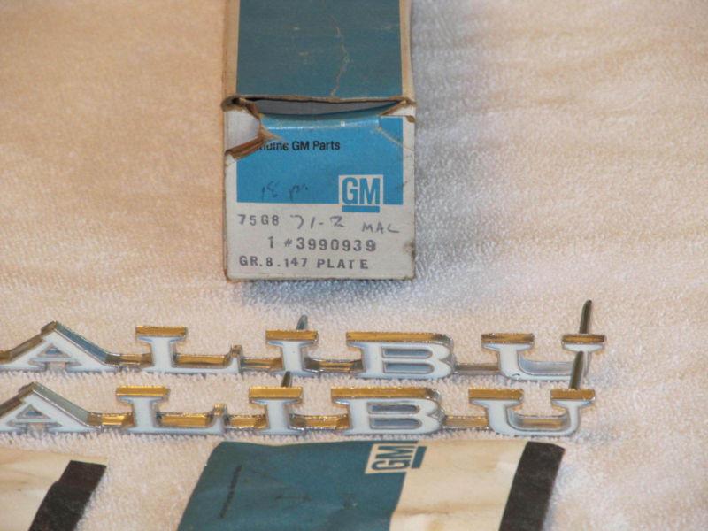 Nos 1971 1972 chevy "malibu" fender emblems chevelle genuine gm 3990939