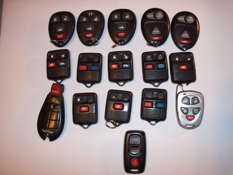 Lot of 16 assorted keyless entry fobs