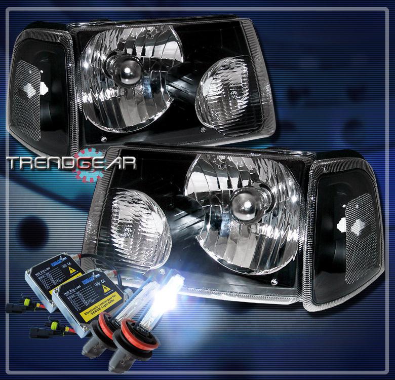 01-11 ford ranger crystal head light+corner+hid 8k signal lamp black 06 07 08 09
