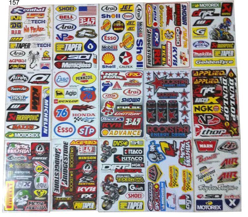 Lot of 15 sheets assorted atv moto mx graphic racing sticker decals #at157
