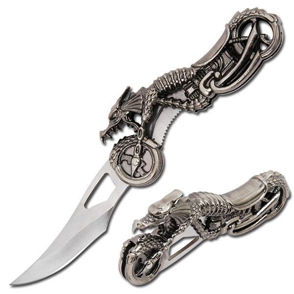 Ships to us/canada!~dragon motorcycle / bike liner lock knife!~ss blade!