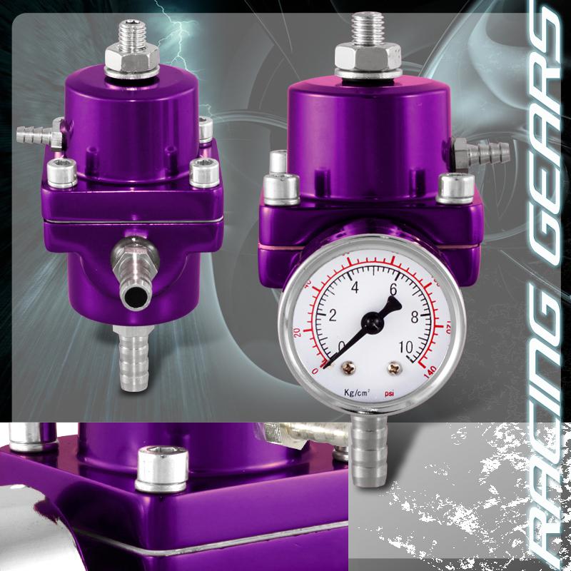 Universal jdm purple adjustable fpr fuel pressure regulator psi gauge hose kit