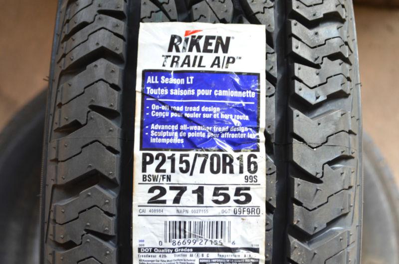 1 new 215 70 16 riken trail a/p tire