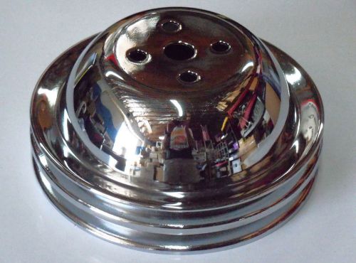 Water pump pulley big block chevy bb bbc 2 groove triple chrome plated steel swp