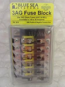 Blue sea systems 3ag fuse block, pn: 5015 with positive &amp; negative common bus
