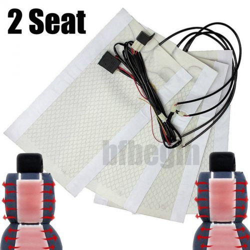 4x universal 12v 2 seat car fiber heated carbon seat heater pad l/r switch new