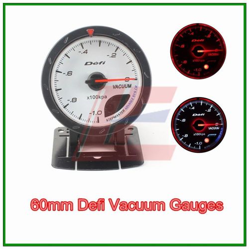 60mm def advanced  vacuum gauge amber red/ white lights white face auto meter