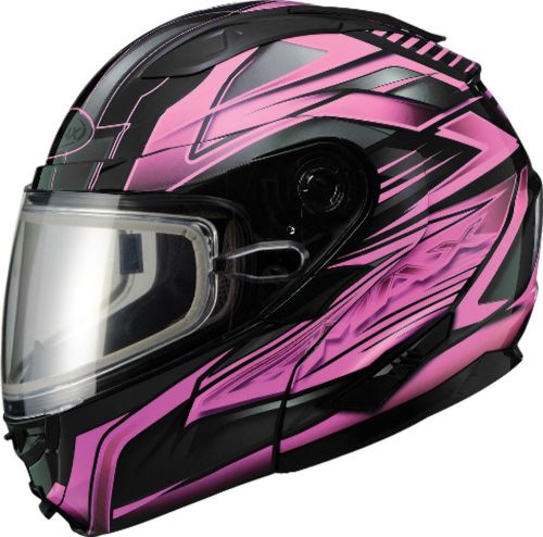 Gmax gm64s vortex full face modular snowmobile helmet black/pink - 5 sizes