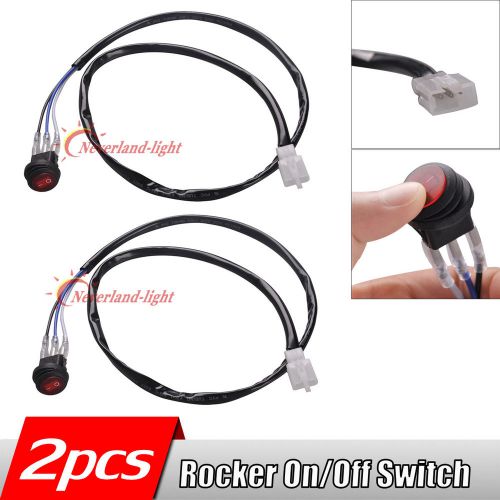 2x red led light bar round rocker toggle spst on/off switch car boat + wire 12v