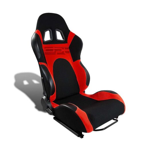 Black/red trim reclinable sports racing seats+universal sliders passenger side