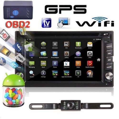 Android4.4 double din car stereo radio gps dvd player 6.2 bluetooth wifi+obd+cam