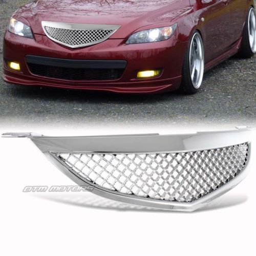 Chrome mesh style abs plastic upper front grille grill for 04-06 mazda 3 sedan