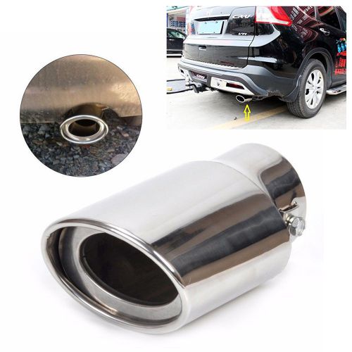 Universal car chrome straight exhaust end muffler pipe tip trim tail fit 145 mm