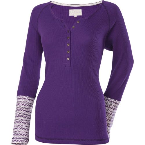 Divas snowgear henley womens long sleeve thermal t-shirt plum purple/white