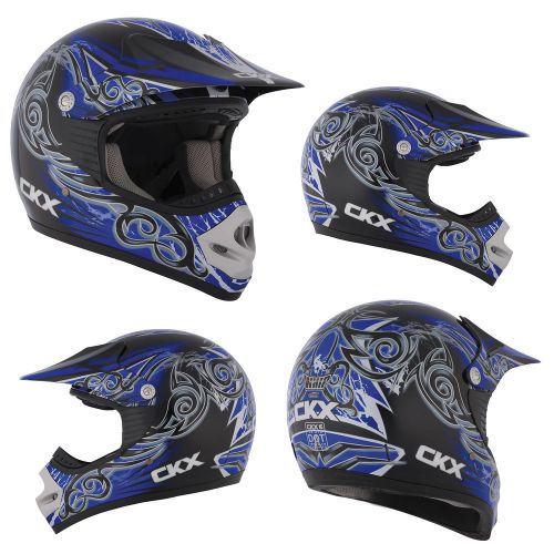 Mx helmet ckx tx-218 whip black/blue/white xlarge adult motocross offroad atv
