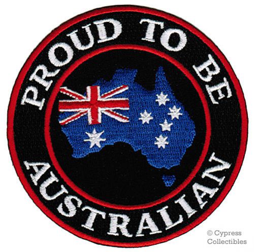 Proud to be australian iron-on embroidered biker patch australia flag down under