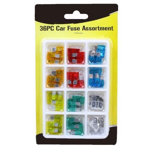 36 pc car fuse assortment - atc/ato - auto truck motorcycle - free shipping