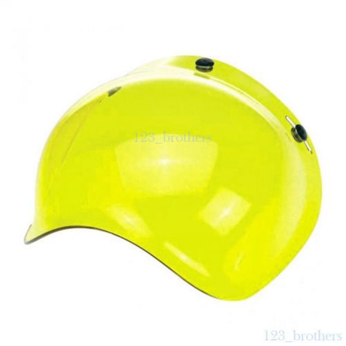 Yellow  bubble 3-snap motorcycle helmet visor flip up wind face shield lens