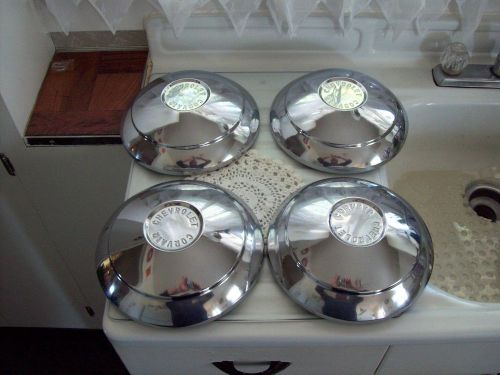 Vintage chevrolet corvair chrome hub caps set of 4