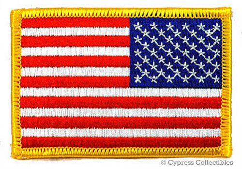 American flag iron-on biker patch usa embroidered us patriotic gold border left