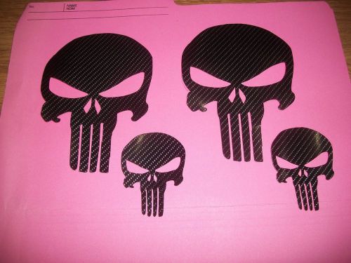 Punisher carbon fiber decals - 8 pack + 2 free 4d semi gloss  * cool *