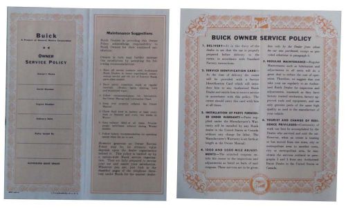 1949 1950 1951 1952 1953 1954 buick new vehicle service policy