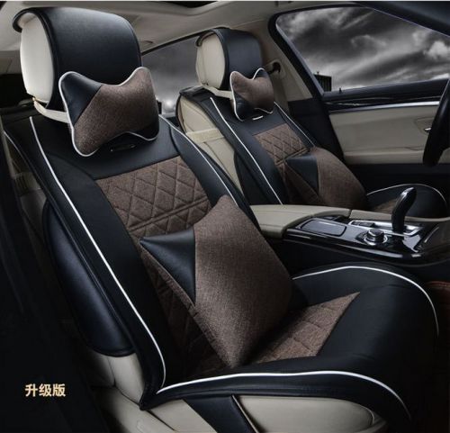 5 seat full surround ice silk leather car seat cushion cover for all car gray