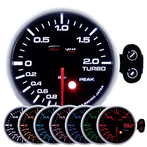 Depo racing 52 mm smoked 7 color electric boost turbo gauge with sensor