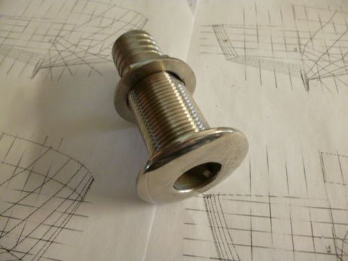 Through hull fitting 1&#034; bsp +&#034;1-1/4&#034; # hose tail- long series stainless steel