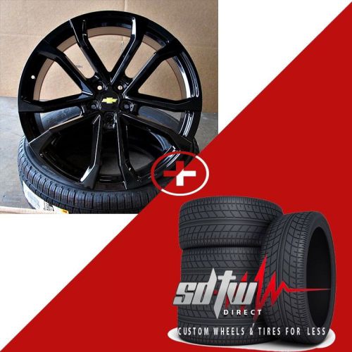22&#034; new chevy camaro zl1 gloss black style 41 cv09 wheels rims tires fits ls rs