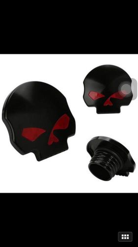 Black red skull gas tank cap for harley davidson touring street glide flhx