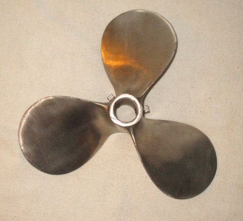 Vintage stainless  3 blade boat  propeller prop 10&#034; nautical decor