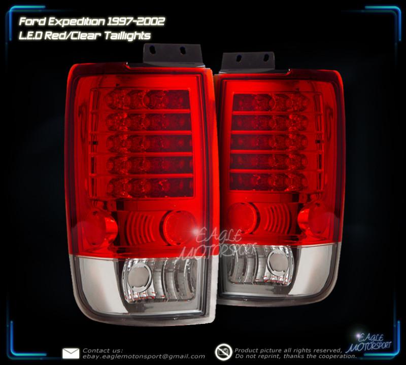 1997-2002 ford expedition led red clear tail lights left right rear lamps