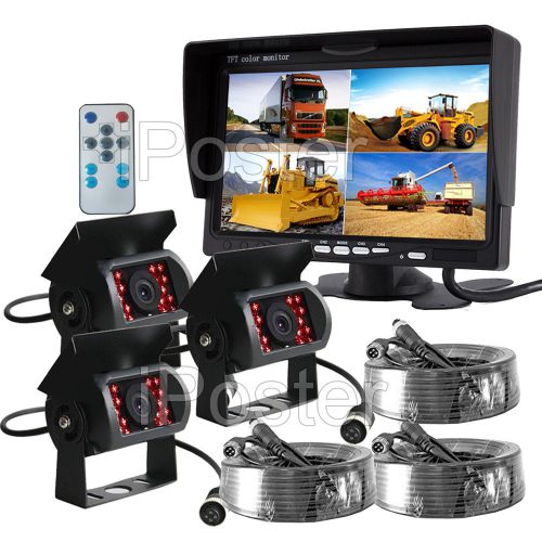 Farm rear view kit backup camera system + 7&#034; split monitor + 3 x ccd ir camera