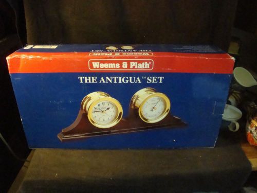 Weems &amp; plath antigua beromeiter and clock set in box no reserve