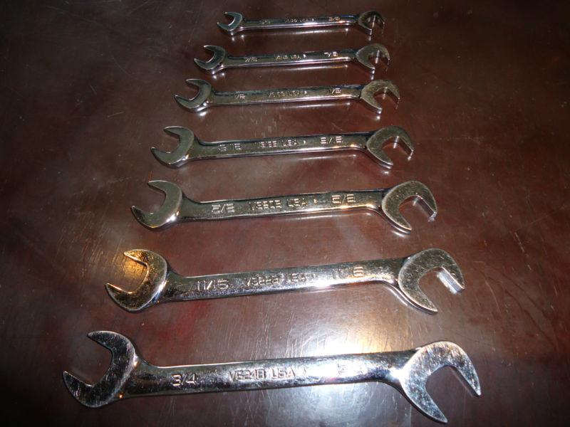 Snap on tools vs807b open end 4 way angle head 7 piece wrench set no reserve