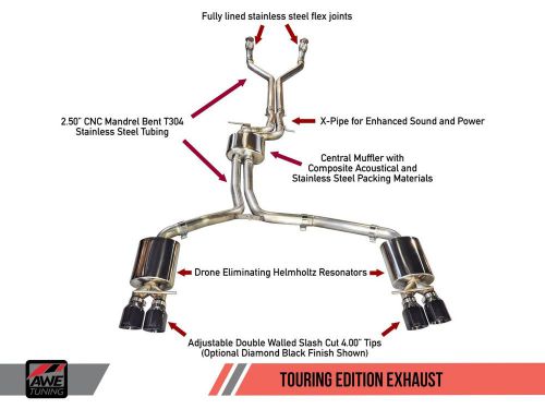 Awe tuning 2012-2016 audi s7 4.0t touring edition exhaust - diamond black tips