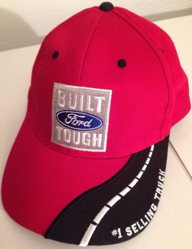 Mens built ford tough adjustable cap red black hat #1 selling truck