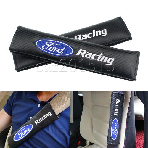 Pair car safety seat belt shoulder pad cover cushion for ford carbon fiber