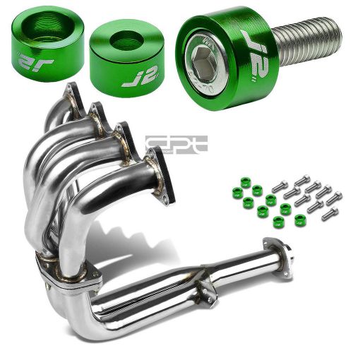 J2 for 90-91 da/db b18 exhaust manifold 4-2-1 header+green washer cup bolts