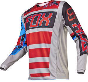Fox racing 180 falcon 2017 mens mx/offroad jersey gray/red/blue sm